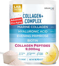 Marine Collagen Powder Supplement - Type I Hydrolyzed Marine Collagen Peptides Biotin Hyaluronic Acid Vitamin C Vital Antioxidants Complex - Skin Supplements for Women - Pink Lemonade 9.7oz