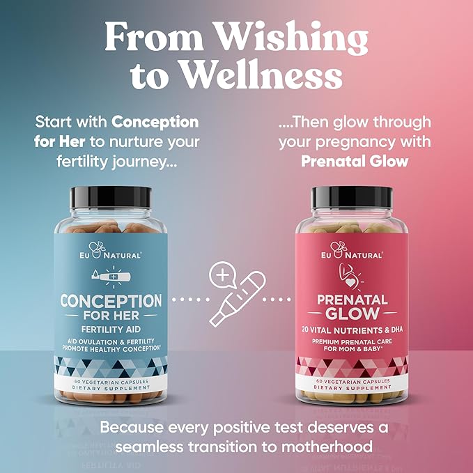 Eu Natural Conception for Her Fertility Supplements for Women - Ovulation Hormonal Balance &amp Regular Cycle Support - Myo-Inositol Folate Folic Acid &amp Vitex - 120 Vegetarian Capsules