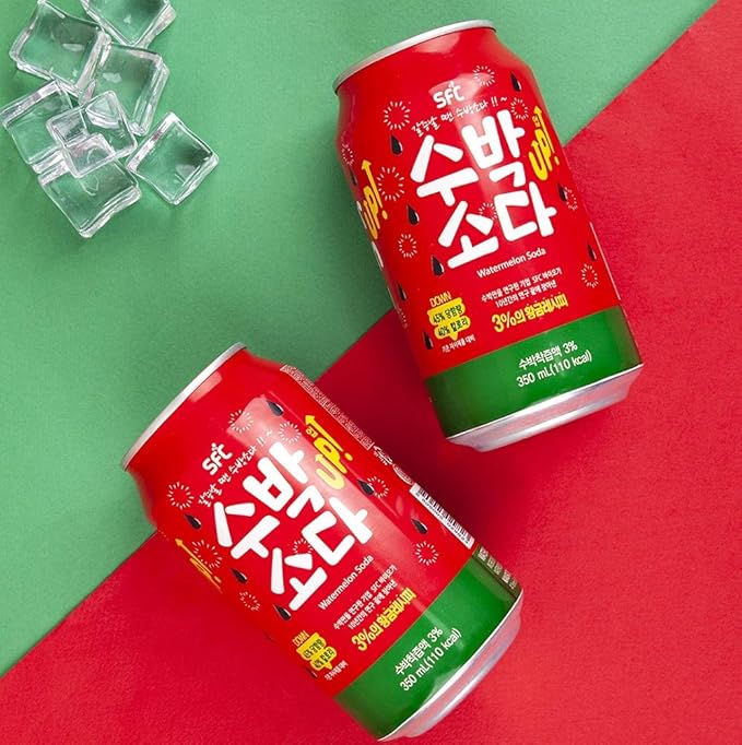 SFCbio Fizzy Sparkling Drink Sweet Watermelon Soda Up 3% of Real Korean Watermelon Juice (11.83oz * 24EA)