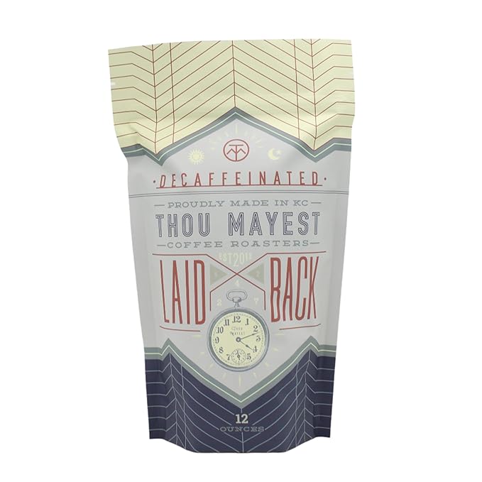 Laid Back Decaf by Thou Mayest – Smooth &amp Mellow Medium Roast – 12oz Whole Bean Coffee