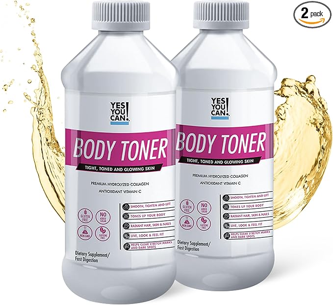 Yes You Can! Premium Hydrolyzed Collagen Dietary Supplement to Promote Healthy Hair Skin and Nails - Body Toning Vitamin C and Collagen Peptides 16 Servings- 2 Pack