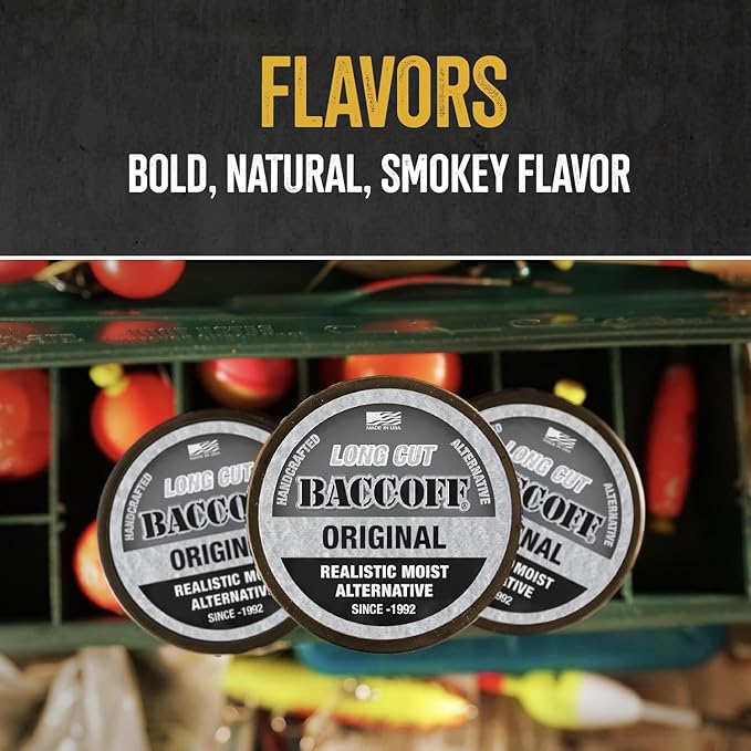 1 Can BaccOff Classic Original Long Cut Bold Natural and Smokey Flavor Realistic Moist Alternative