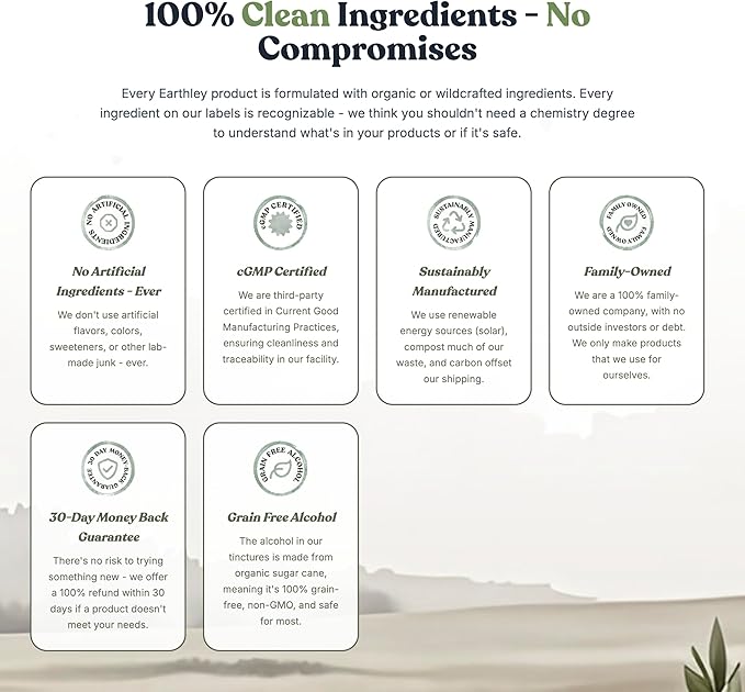 Earthley Wellness Feel Better Fast All-Natural Relief for Minor Ailments Organic Herbal Formula Supports Immune &amp Digestive Health Echinacea Root and More 6 Month Supply (1.69oz Glass 500 do