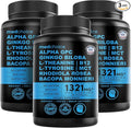 12-in-1 Nootropic Brain Supplement Anhydrous: Ginkgo Biloba for Brain Support Memory and Focus - B12 Alpha GPC L Theanine and Choline Supplements with Bioperine non Caffeinated 1321mg (180ct)