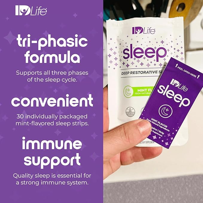 IDLife - Sleep Aid for Grown-Ups - Non-GMO - Non-Habit Forming - Gentle Blend with Melatonin L-Theanine and 5HTP - 30 Individually Wrapped Strips