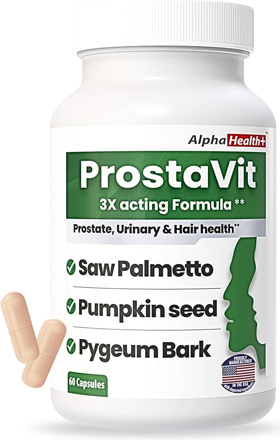 Prostavit Prostate Support Supplement for Men – Saw Palmetto 600mg Pygeum Bark Pumpkin Seed Nettle &amp Zinc – Urinary Flow Bladder Control Reduce Nighttime Urination Prostate &amp Hair Health