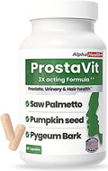 Prostavit Prostate Support Supplement for Men – Saw Palmetto 600mg Pygeum Bark Pumpkin Seed Nettle &amp Zinc – Urinary Flow Bladder Control Reduce Nighttime Urination Prostate &amp Hair Health