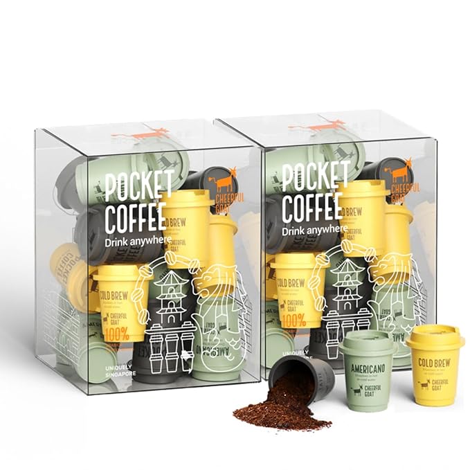 CheerfulGoat Instant Cold Brew Coffee – Speciality Pocket Coffee 100% Arabica Freeze Dried for Ultimate Freshness No Sugar No Additives Low Acid Healthy for Iced &amp Hot 30 Servings (MIX)