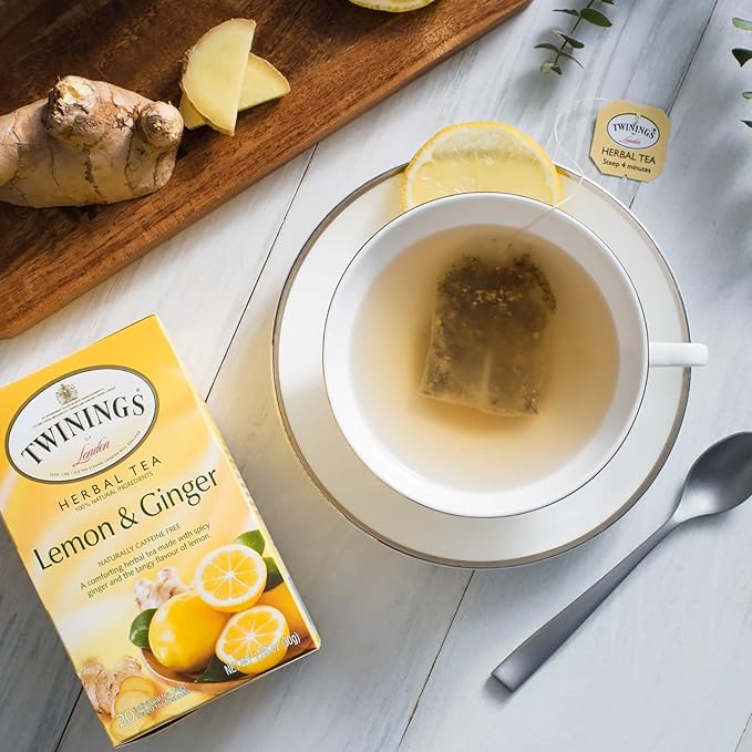 Twinings Herbal Tea Bags Variety 6-Pack – Naturally Caffeine-Free Teas Peppermint Red Rooibos Lemon &amp Ginger &amp Camomile Varieties 20 Count Each