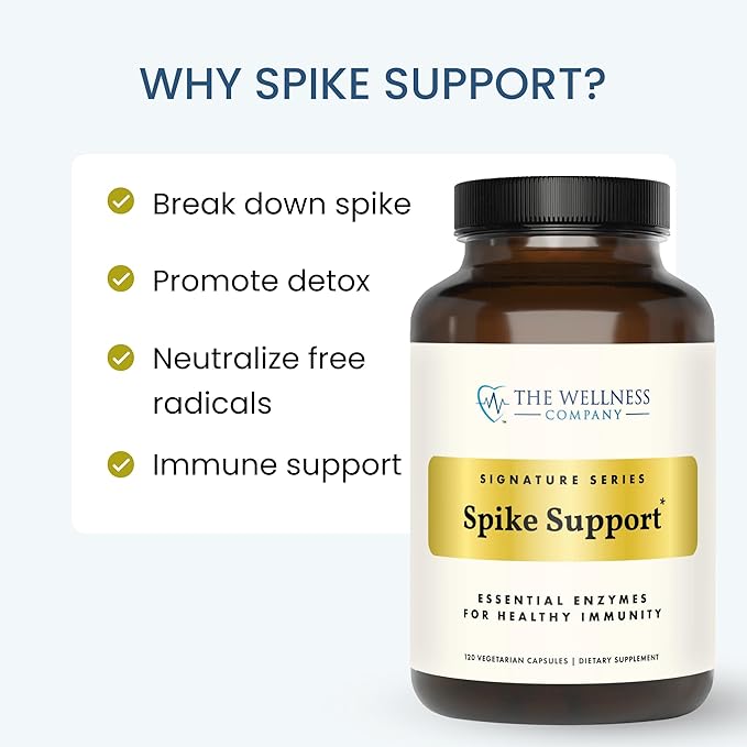 The Wellness Company Spike Support - Detox Immune Health Blood Flow Anti-Clotting - Nattokinase Dandelion Root &amp Black Sativa | 60ct (1 Month Supply)