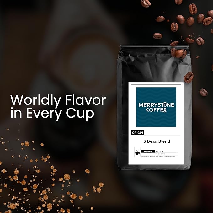 Merrystone 6-Bean Blend Dark Roast Espresso &amp Drip Coffee Roasted to Order 2 Lb Coarse Grind