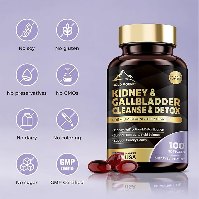 Kidney Cleanse Detox &amp Repair Kidney &amp Gallbladder Health Support Supplement with Cherry Nettle Leaf Cranberry &amp Dandelion Promotes Urinary Health Bladder &amp Fluid Balance 100 Sof