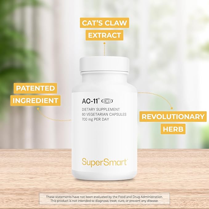 Supersmart AC-11 Supplement 700mg per Day (Cat's Claw Extract) - Uncaria Tomentosa Bark | Non-GMO &amp Gluten Free - 60 Vegetarian Capsules