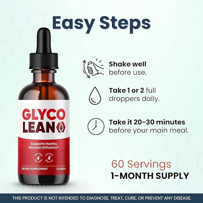 (2 Pack) Glyco Lean Drops - Official GlycoLean Advanced Liquid Supplement Drop Premium Formula - Maximum Strength All Natural Vitamins Support for Overall Health &amp Wellness 2 Bottles for 2 Month