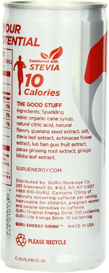 GURU Lite Natural Energy Drink 8.4 fluid-ounces (Pack of 12)