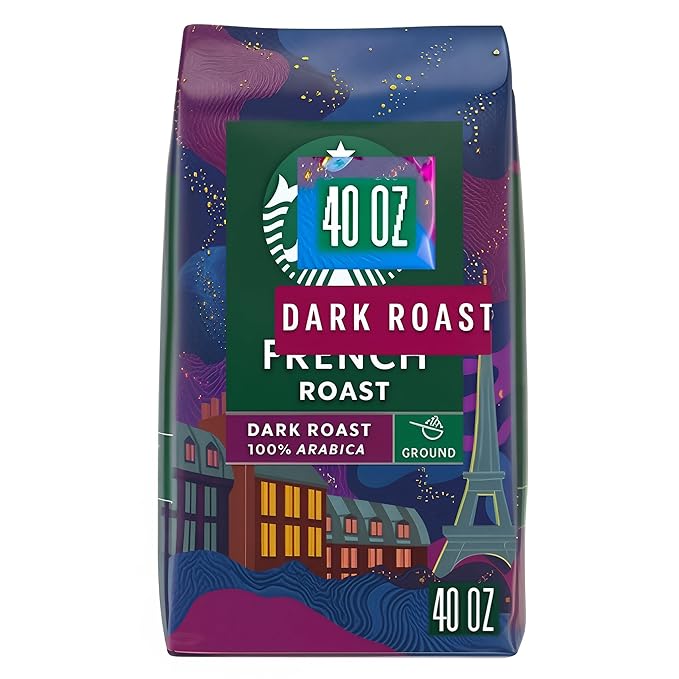 Dark Roast Ground Coffee – French Roast Bold &amp Smoky Flavor 100% Arabica 40 oz Bag