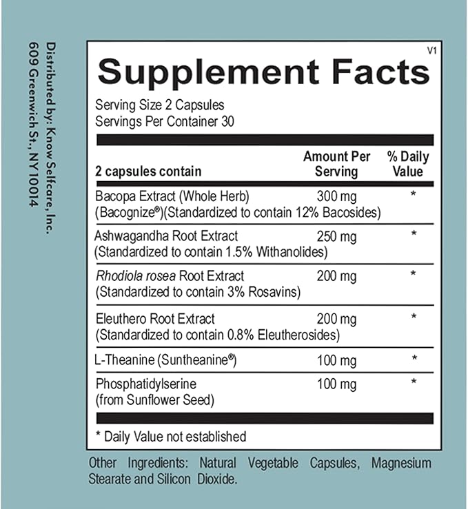 Veracity Cortisol Calming - Clinically Proven Stress &amp Sleep Support Supplement - Reduces Tension &amp Improves Mental Clarity with Natural Blend of Adaptogens - 60 Capsules