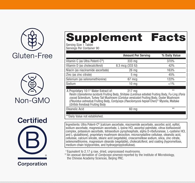 Metagenics ImmuCore - Immune Support with Vitamins C &amp D3 Zinc Selenium &amp Mushroom Extracts* - Antioxidant &amp Respiratory Support* - Non‑GMO Gluten‑Free - 90 Tablets