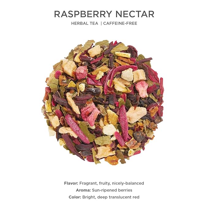Tea Forte Raspberry Nectar Premium Loose Leaf Caffeine-Free Herbal Tea Blend Canister Makes 35-50 Cups