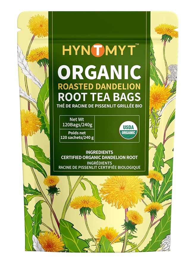 HYNTMYT Organic Roasted Dandelion Root Tea Bags USDA Organic Tea Pure Dandelion Root Smooth &amp Mild Taste Caffeine Free 120 Count