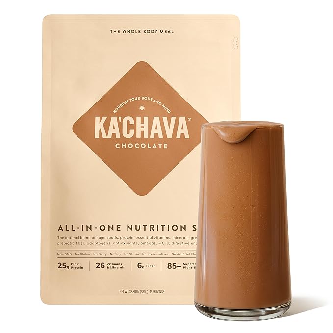 Ka’Chava Whole Body Meal Shake Chocolate 2 lb – Vegan Protein Powder with 85+ Superfoods &amp Greens – Plant-Based Meal Replacement with Probiotics &amp Digestive Enzymes – Gluten &amp Dairy Free (