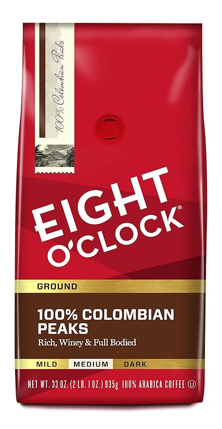 Eight O'Clock Ground Coffee 100% Colombian Peaks 33 Ounce (Pack of 1)