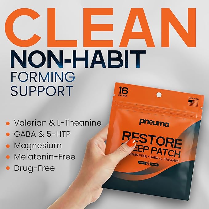 PNEUMA Restore Sleep Patches for Adults – Extra Strength Sleeping Patch | Melatonin Free Sleep Aid | Plant-Based Deep Sleep Support | Natural Transdermal Vitamin Patches – 16 Count