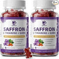 Lukaree 10-in-1 Saffron Gummies Supplements for Mood Focus &amp Eye Support with L-Theanine 200mg GABA Ashwagandha Lutein Zeaxanthin &amp Astaxanthin Sugar Free Vegan Berry Flavor 2 Pack 12