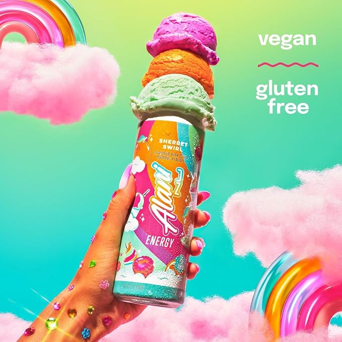 New Alani Energy Drinks Sherbet Swirl Flavor Sugar-Free Low-Calorie Energy Boost Drink 12 fl oz (Pack of 6) Repackaged By * Shadow Hunter*