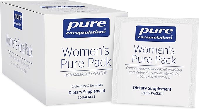 Pure Encapsulations Women's Pure Pack - for Women Over 40 - Bone Heart Eye &amp Breast Health* - with Calcium DHA EPA &amp CoQ10 - Once-Daily - 30 Packets