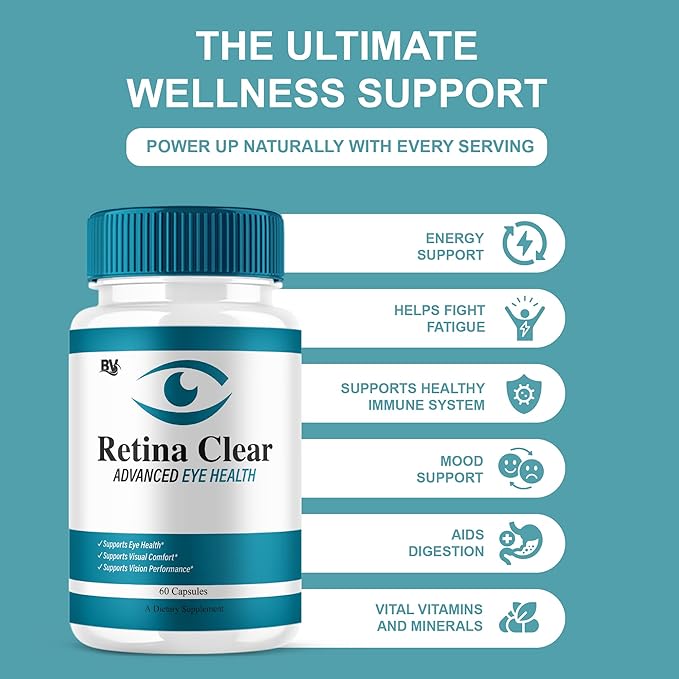 (3 Pack) Retina Clear Advanced Eye Health Supplement Retina Clear Max Strength Overall Vision &amp Wellness Supplement RetinaClear Advanced Vision Support and Eye Health Formula Pills (180 Capsules