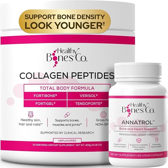 Annatrol Bone Support &amp FORTIBONE Collagen Peptides w/FORTIGEL VERISOL and TENDOFORTE – Complete Bone Joint Skin Hair &amp Nails Support