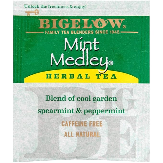 Bigelow Mint Medley Herbal Tea Bags 28-Count Box (Pack of 3) Mint Tea Bags Peppermint &amp Spearmint Herbal Tea All Natural Gluten Free