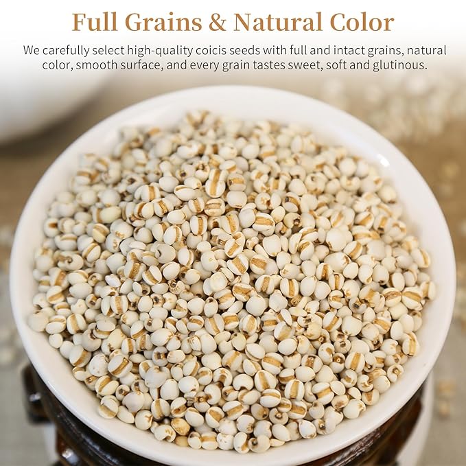 Wanhua Hall Job's Tears Grain Coix Seed Jobs Tears Seeds 18oz/500g Natural Pearl Barley Coix Rice No addition No Sugar薏米 薏仁 薏仁米
