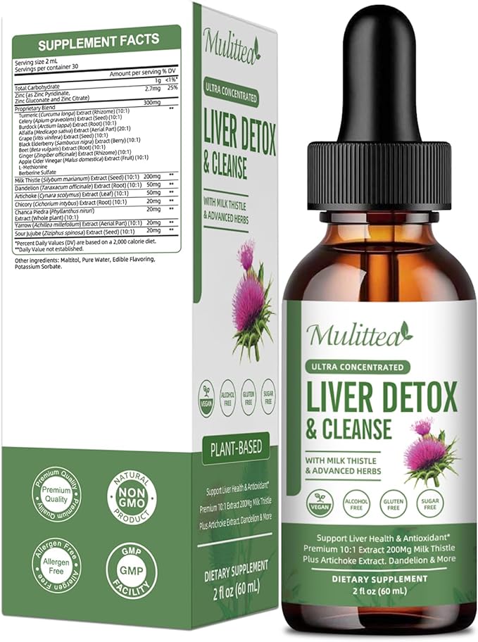 Liver Health &amp Lymphatic Drainage Drops -Support Liver Cleanse Detox &amp Repair with Artichoke Milk Thistle Silymarin Extract DandelionTurmeric Berberine to Renew w/21 Potent Herb-Nutrients-6