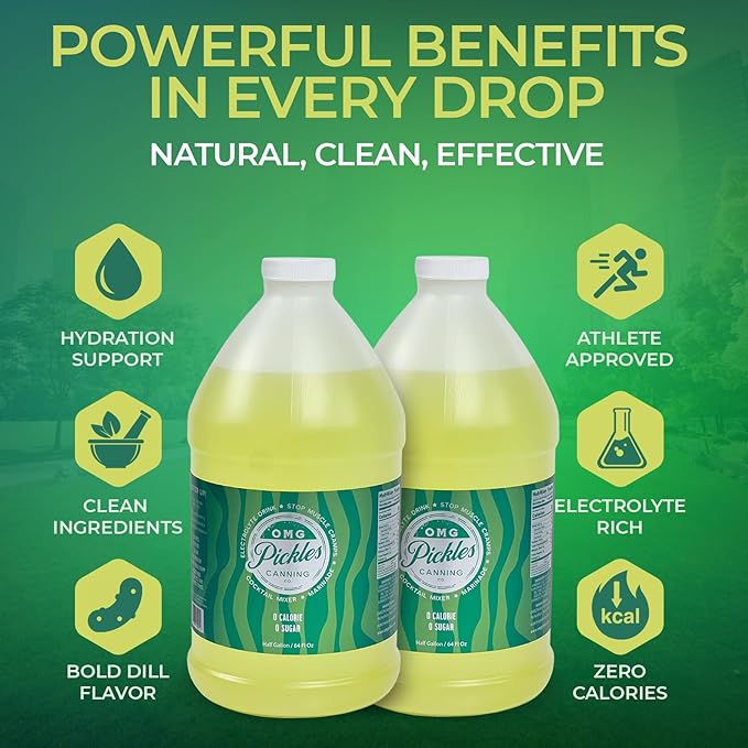 OMG Pickles Dill Pickle Juice for Leg Cramps – Natural Pickle Juice Sports Drink for Cramp Relief &amp Hydration – Kosher Dill Pickle Brine for Sport Recovery with Electrolytes – Dill Pickle Brine Ha