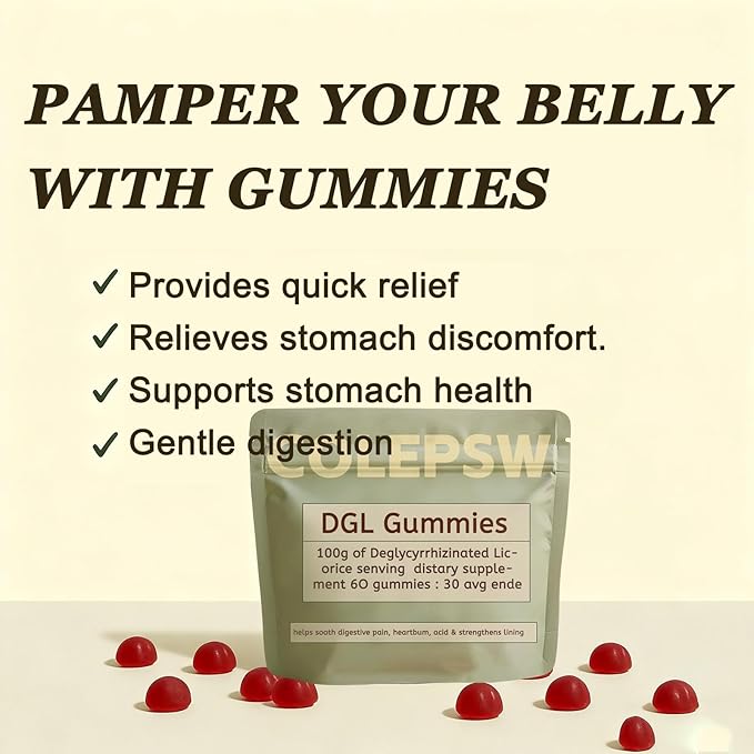 DGL Gummies | Licorice Root Extract 400mg DGL | Supports Digestive Health | Vegan and Gluten-Free | Delicious Berry Flavor 60 Gummies (1)