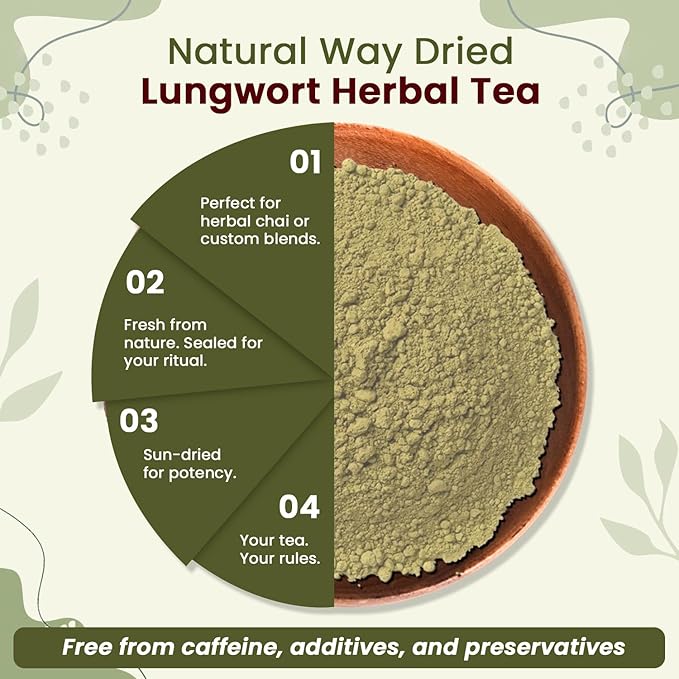 Natural Way Lungwort Herb Powder (Pulmonaria Officinalis) - Fresh &amp Pure Herbal Tea | Natural Kosher Certified | Raw Vegan Non GMO &amp Gluten Free | Origin - Albania (8 Ounce Pack)
