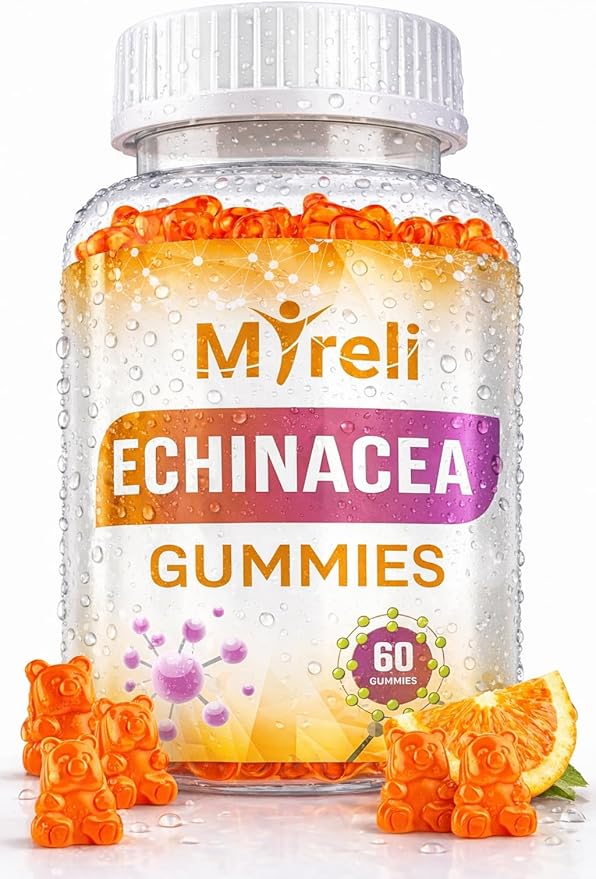Echinacea 1000mg Gummies Supplement – Herbal Immune Formula Botanical Antioxidant Blend Vegan Plant Based Non-GMO Gluten Free Chewable for Adults Daily Wellness Option 60 Count Bottle