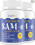 1200 MG SAM e Supplement for Brain Mood Joint and Liver High Absorption SAM-e (S-Adenosyl-L-Methionine) with CoQ10 5-HTP Enteric Coated 120 Tablets Vegan