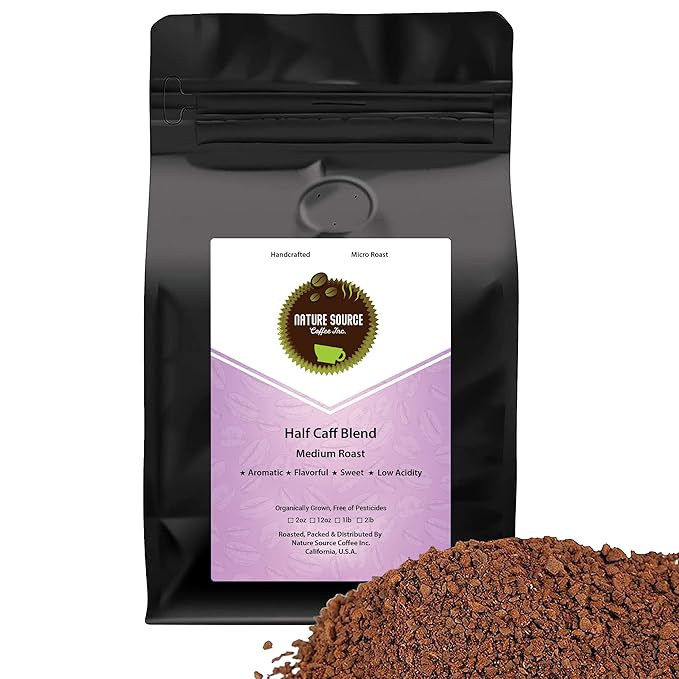 Half Caff Blend Swiss Water | Organic | 100% Arabica | Medium Roast | California Fresh Roasted |12oz 1-Pack Whole Bean
