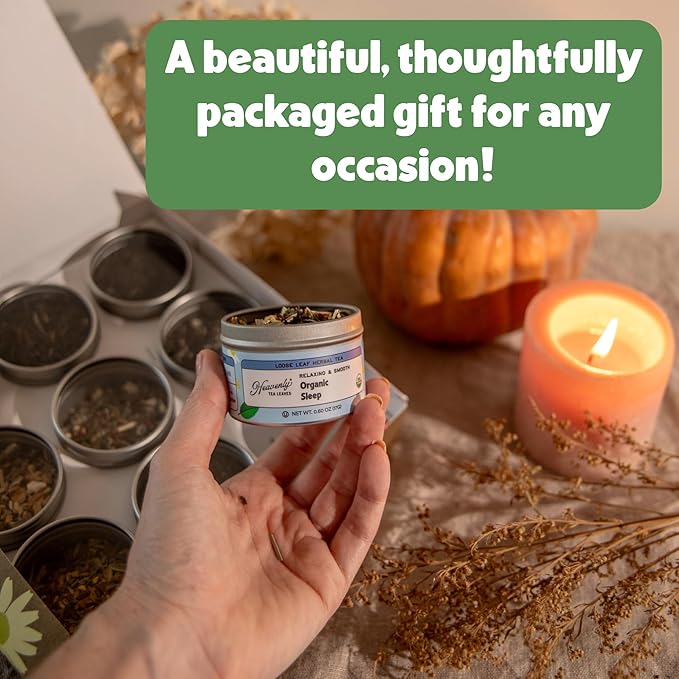 Heavenly Tea Leaves Organic 9 Flavor Variety Pack Loose Leaf Tea Sampler Gift Set (Approx. 90 Cups) | Assorted Green Black White Herbal Teas Premium Whole Leaf Collection Gourmet Box for Tea Lovers