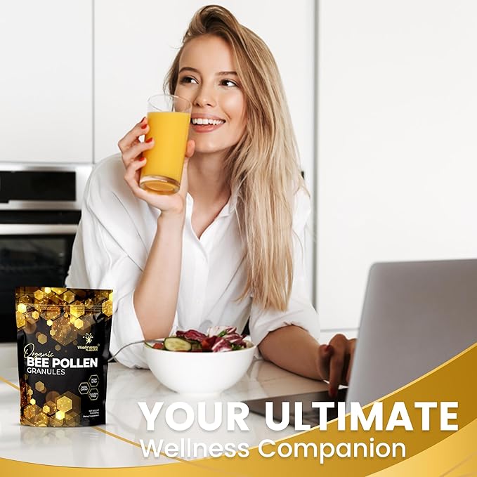 Organic Bee Pollen Granules 2 Lbs - Bee Pollen Supplement Super Food Packed with Proteins Vitamins &amp Minerals Gluten-Free - Immune Support Energy Boost and Digestive Wellness USA Made 2 Packs