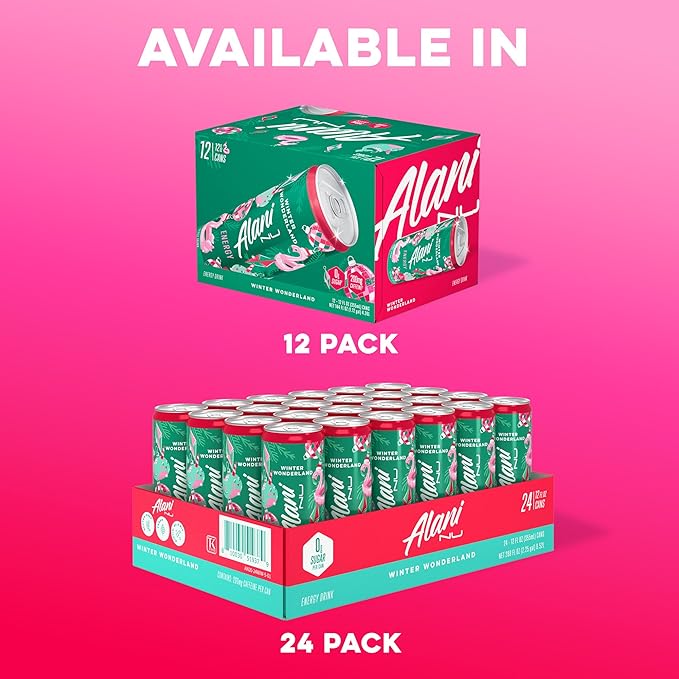 Alani Nu WINTER WONDERLAND Sugar Free Low Calorie Energy Drinks 200mg Caffeine Biotin B Vitamins Zero Sugar 10 Calories 12 Fl Oz Cans 24 Pack