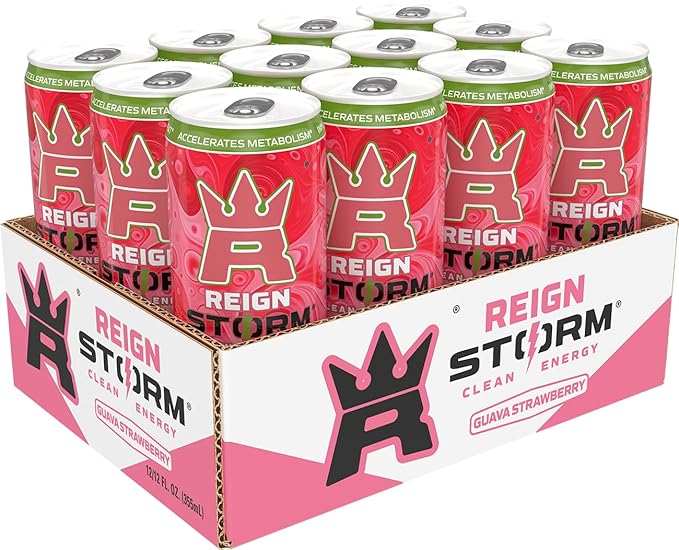 REIGN Storm Guava Strawberry Fitness &amp Wellness Energy Drink 12 Fl Oz | Pack of 12