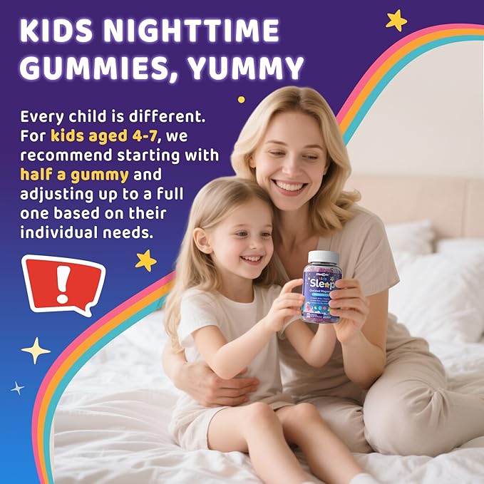 Kids Sleep Gummies NO Melatonin Sleep Aid Gummies w/ Magnesium Glycinate Magnesium Malate L-Theanine Lavender B6 Zinc D3K2 for Restful Sleep Relax Brain &amp Muscle Immune Support Non-GMO 2