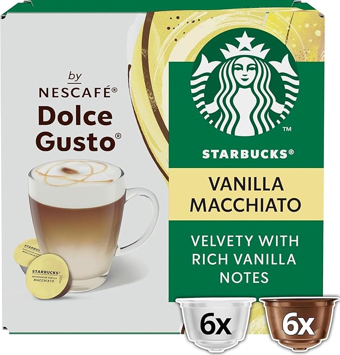 Starbucks Madagascar Vanilla Macchiato Coffee Pods by NESCAFÉ Dolce Gusto (Pack of 6 Total 72 Pods)
