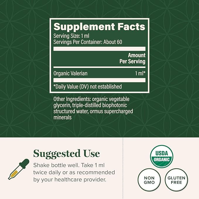 Global Healing Organic Valerian Root Extract Liquid Supplement - Raw Herbal Extract for Healthy Relaxation Sleep &amp Calm -Alternative to Valerian Root Capsules for Bioavailability - 2 Fl Oz