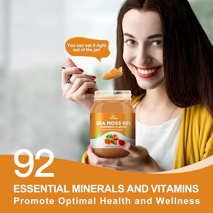 Sea Moss Gel - Sea Moss Gel Raw Made in USA Sea Moss Supplement for Hair &amp Nails Care Immune Support Sea Moss Turmeric &amp Ginger Supplement 15OZ