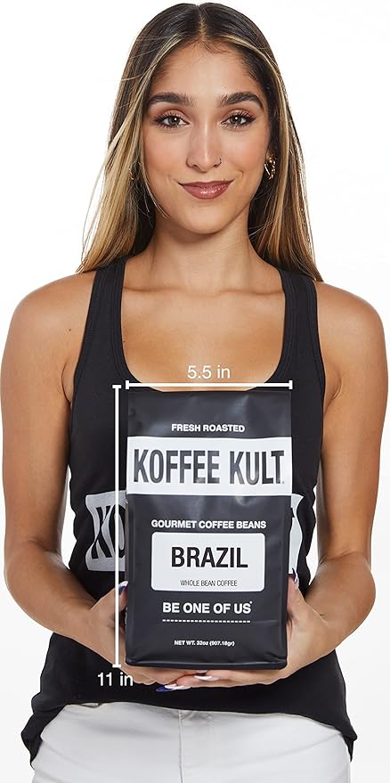 Koffee Kult Brazil Coffee Beans Medium Roast - 100% Single Origin Brazilian Coffee - Fresh Artisan Roasted (Whole Bean 32oz bag)